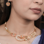 radiant floral a.d. diamond gold necklace set