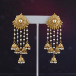 glamorous pearl cascade jhumka earrings