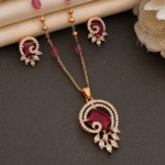 a.d diamond rose gold pendant set – royal ruby elegance