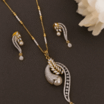 a.d diamond gold tu tone pendal set with earrings for women
