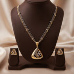 premium gold & cz pendant combo set – tri leaf designer edition