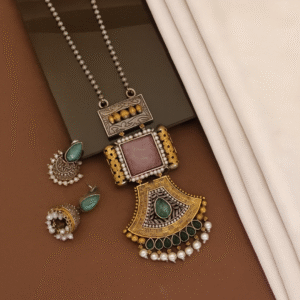 german silver designer oxidised combo set – antique green editiona